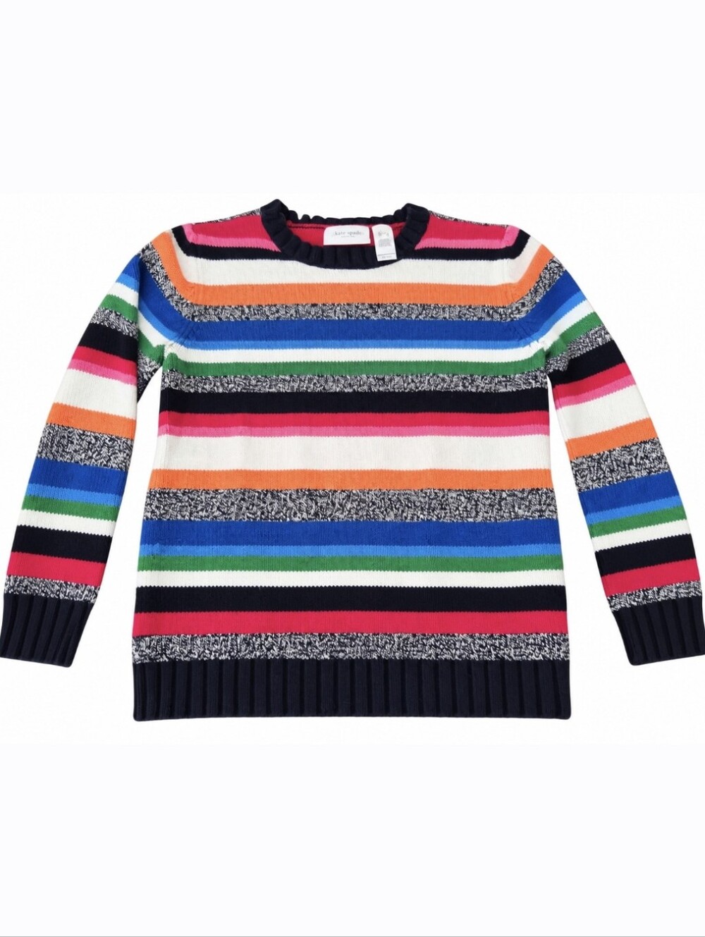 Liz Claiborne Cotton Blend Striped Multicolor Crewneck Sweater, Sz S